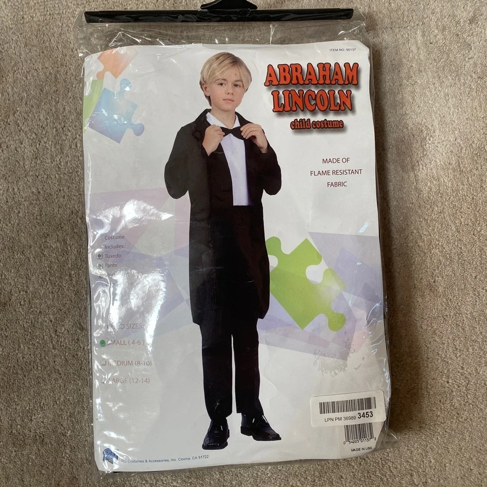 Kids President Abraham Lincoln Halloween Costume Small (4-6)